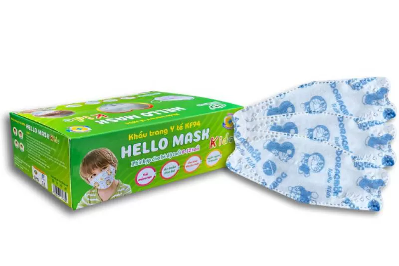 Khẩu Trang Em Bé Hello Kids KF94 ( Họa Tiết Đoraemon - 50 cái/hộp )