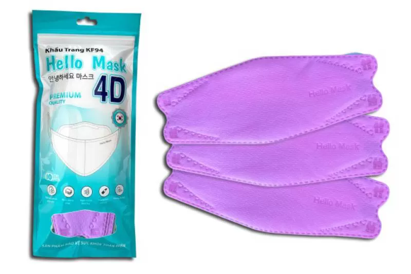 KHẨU TRANG HELLO KF94 - DẠNG TÚI (Màu Hồng - 10 Cái/Túi)
