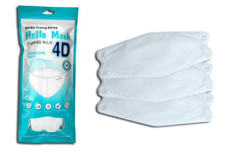 KHẨU TRANG HELLO KF94 - DẠNG TÚI (Màu Trắng - 10 Cái/Túi)