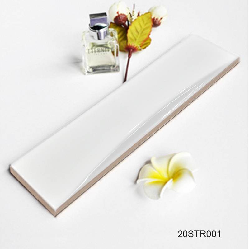 Gạch thẻ trang trí ốp tường cho phòng tắm và nhà bếp 50x200mm màu trắng 20STR001