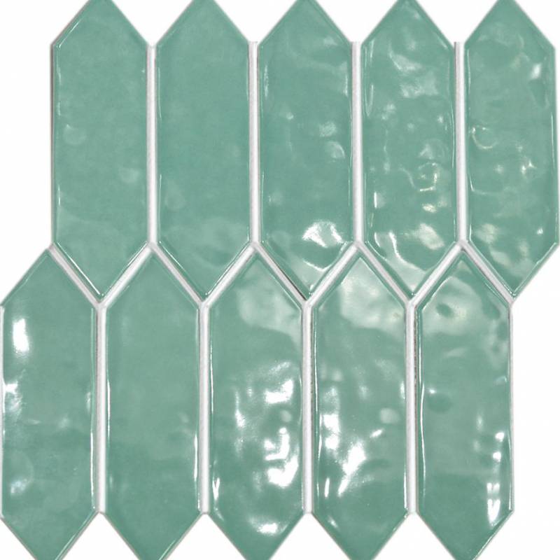 Gạch thẻ trang trí ốp tường mũi tên hình lục giá 195x55mm màu xanh KLH5514