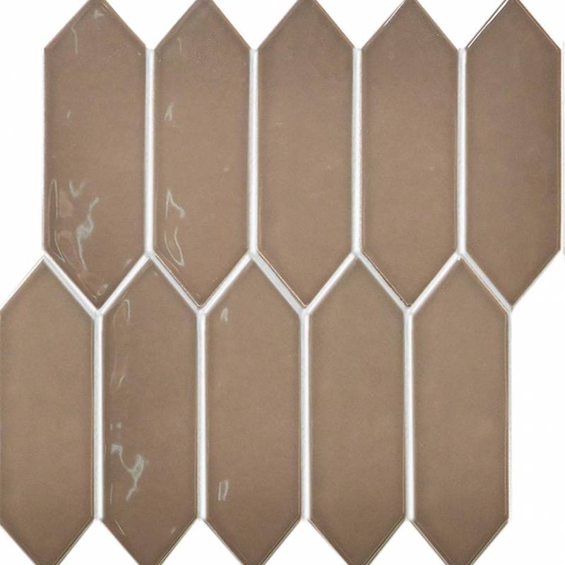 Gạch thẻ trang trí ốp tường mũi tên hình lục giá 195x55mm màu nâu KLH5506