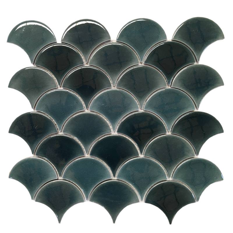 Gạch trang trí ốp tường hình vảy cá 94x87mm màu đen FANSH36057MIX
