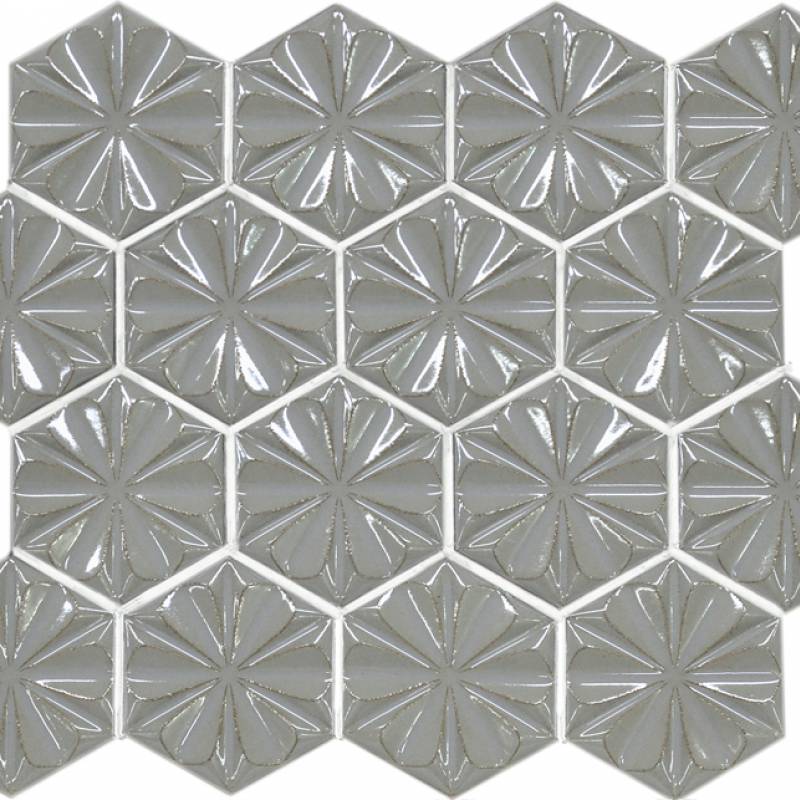 Gạch trang trí ốp tường hoa lục giác 72x84mm màu be HQK1005