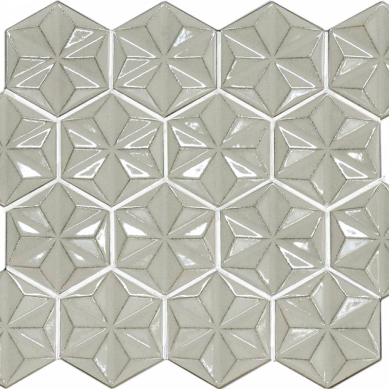 Gạch trang trí ốp tường hoa lục giác 72x84mm màu be HQK4504