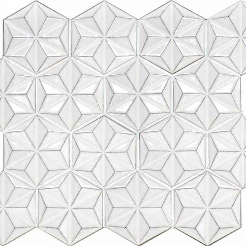 Gạch trang trí ốp tường hoa lục giác 72x84mm màu trắng đen  HQK4502