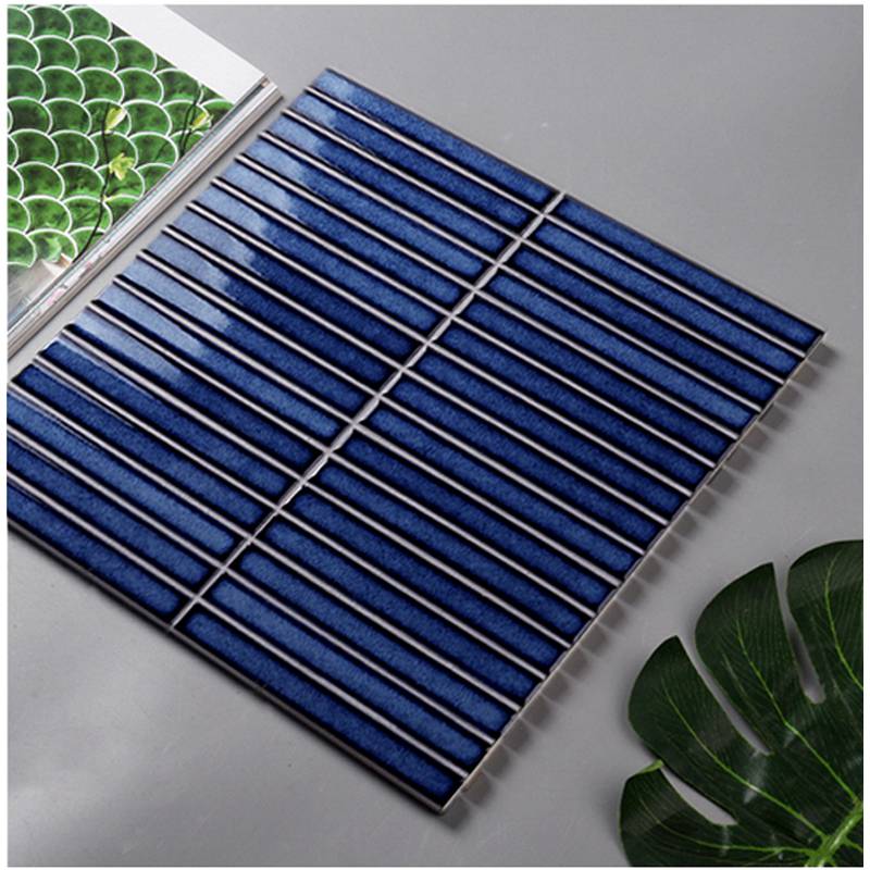 Gạch thẻ trang trí ốp tường hình dạng dải 15x145mm màu xanh 15KLTE-015