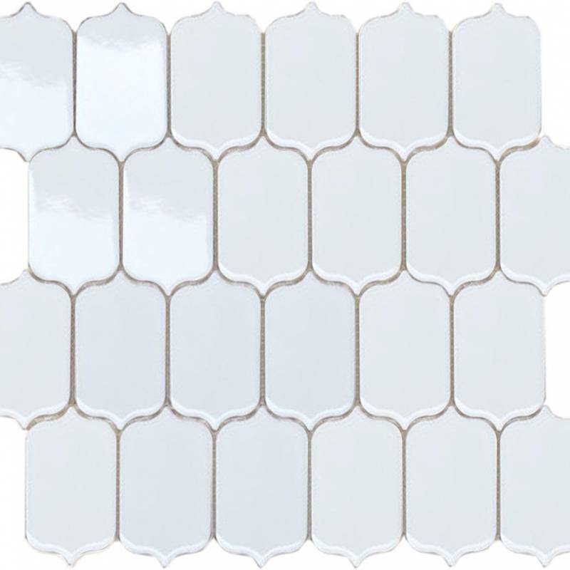 Gạch trang trí ốp tường hình dạng lục giác 41.6*75.2mm màu trắng KLCY001