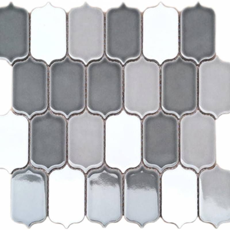 Gạch trang trí ốp tường hình dạng lục giác 41.6*75.2mm màu trắng xám KLCY011