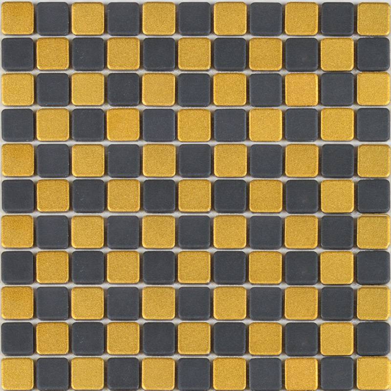 Gạch mosaic trang trí vuông 25x25 màu vàng đen TAJ-J-4-01