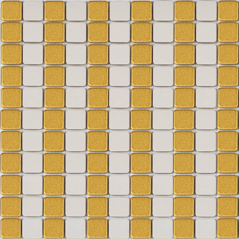 Gạch mosaic trang trí vuông 25x25 màu vàng trắng TAJ-Y-4-02e