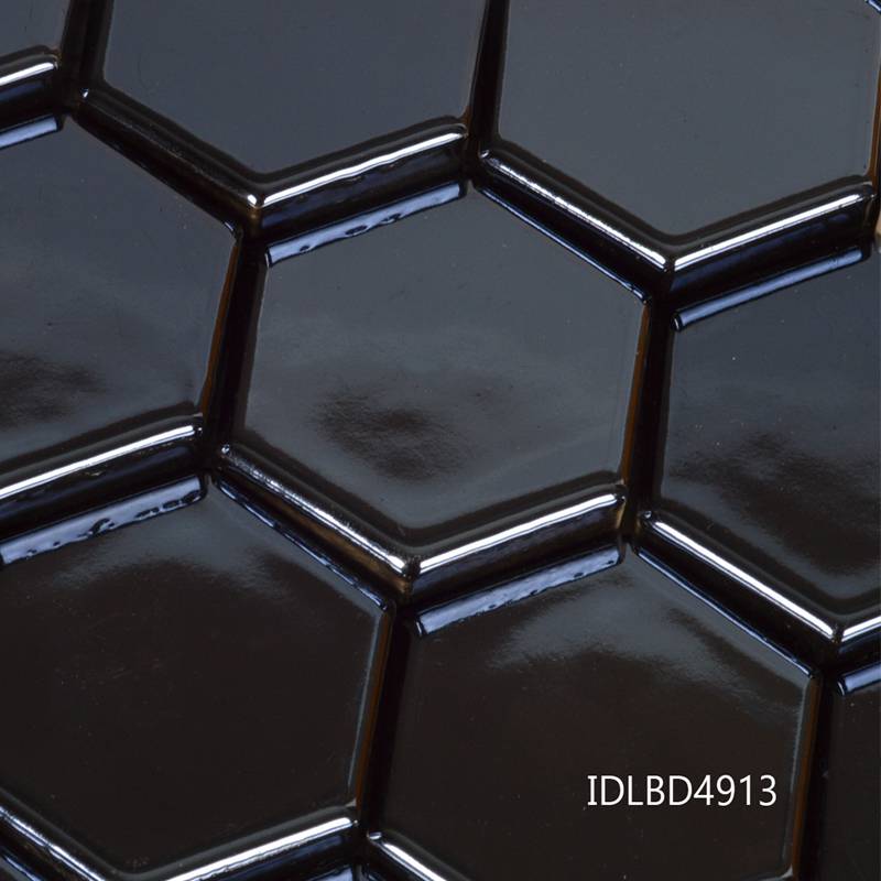Gạch trang trí ốp tường hình lục giác 270*308mm màu đen IDLBD4913