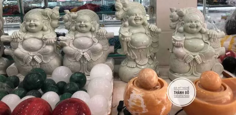 Tượng Di Lặc phong thủy đá xanh nguyên khối