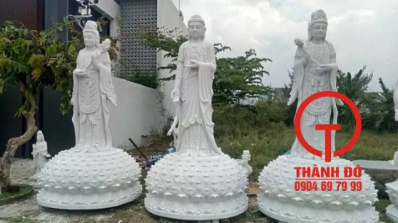 Tượng Tây Phương Tam Thánh đá trắng tự nhiên