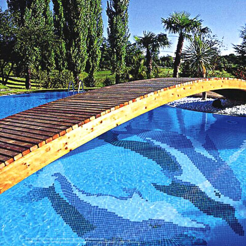 Gạch mosaic hồ bơi vuông 305x305mm màu xanh STA4011