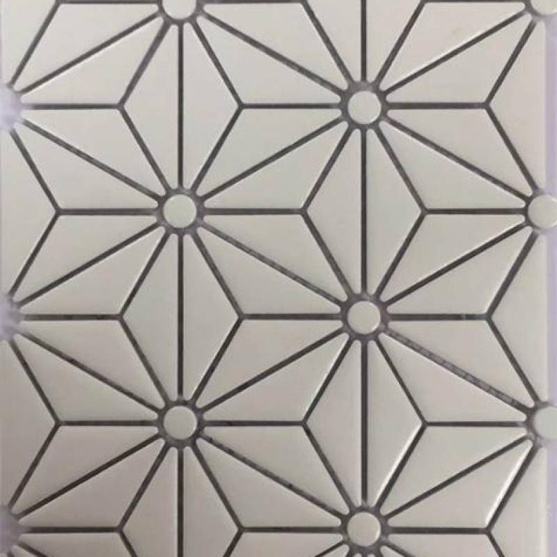 Gach mosaic trang trí hình tam giác 300x300mm màu trắng TR05