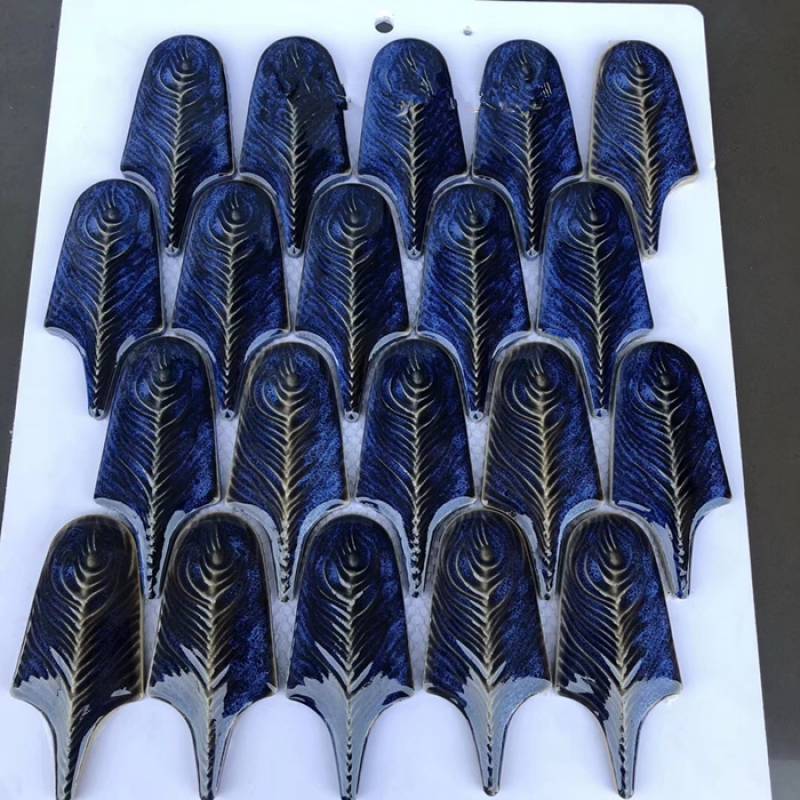 Gạch mosaic trang trí hình dạng lông 300x300mm màu xanh N-99