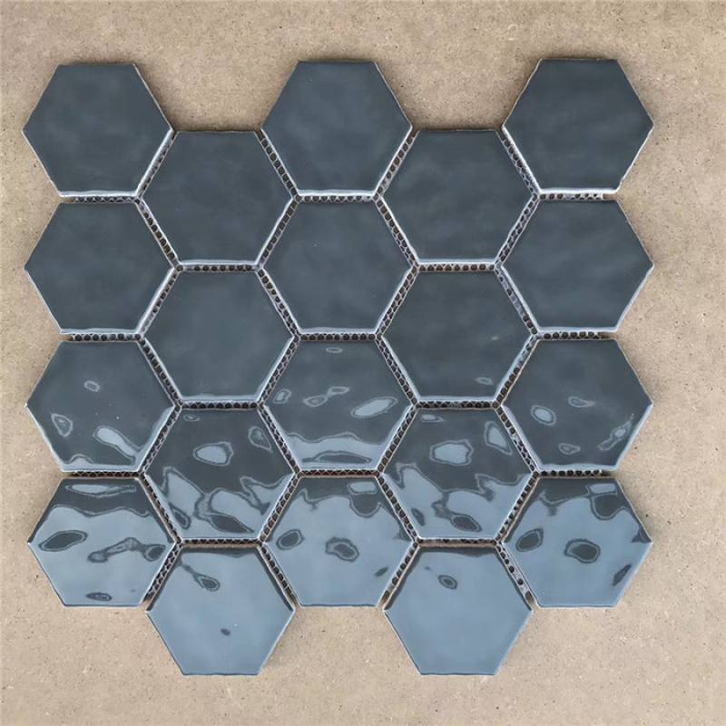 Gạch mosaic trang trí hình lục giác 300x300mm màu xám HX-52