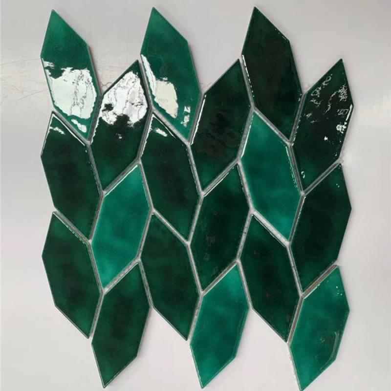 Gạch mosaic trang trí dạng lá 300x300mm màu xanh SHDL05