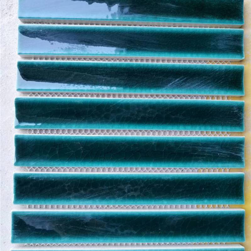 Gạch mosaic trang trí dải dài 300x300mm màu xanh LS08