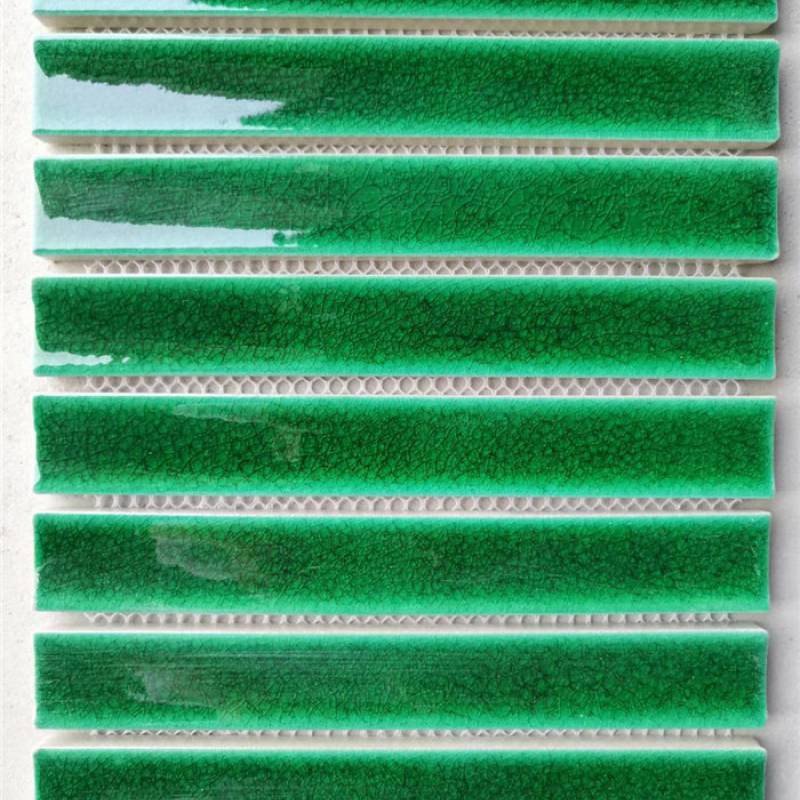 Gạch mosaic trang trí dải dài 300x300mm màu xanh lá cây LS05