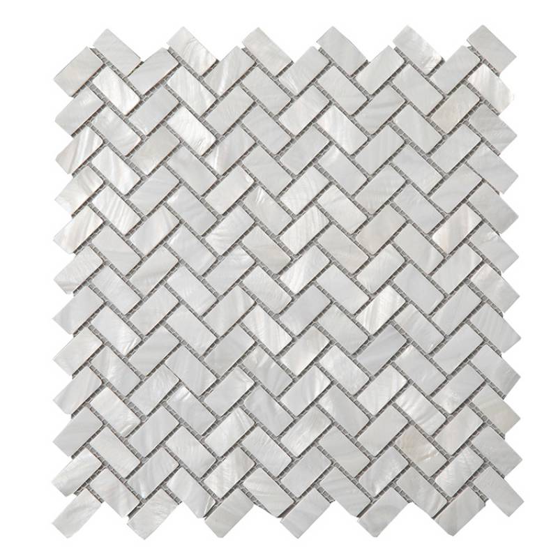 Gạch mosaic màu trắng ngọc trai hình xương cá SD0253