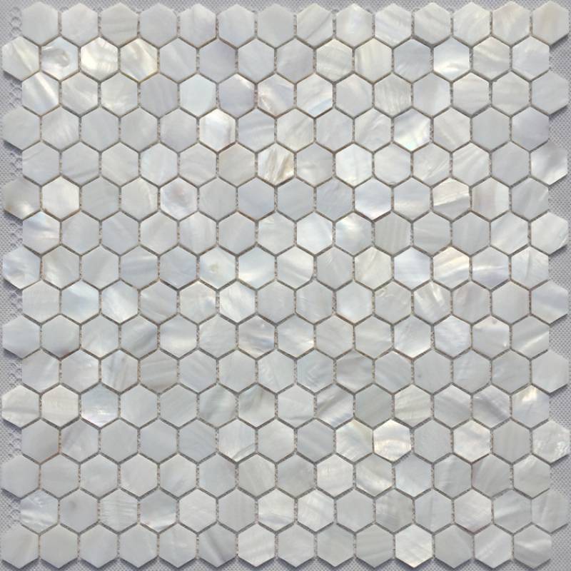 Gạch mosaic màu trắng ngọc trai hình lục giác SH108