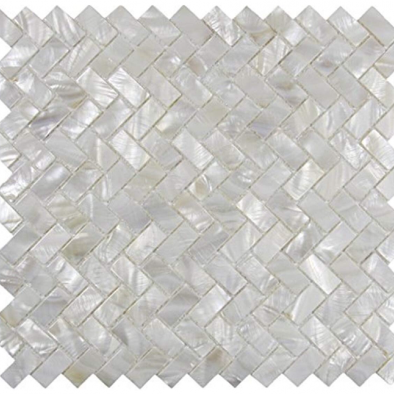 Gạch mosaic màu trắng ngọc trai hình xương cá SD536