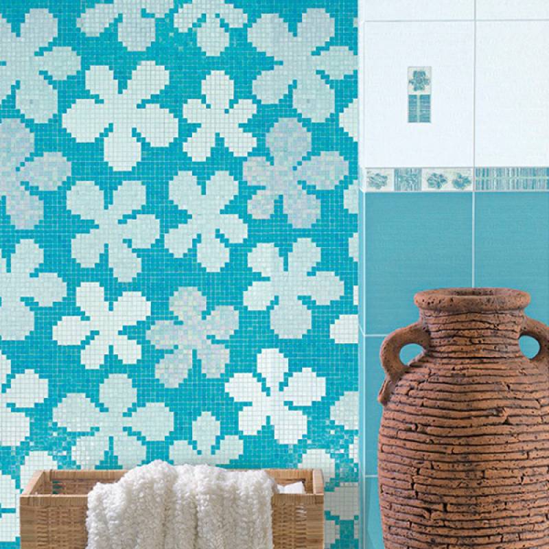 Gạch Mosaic vuông màu xanh giá rẻ