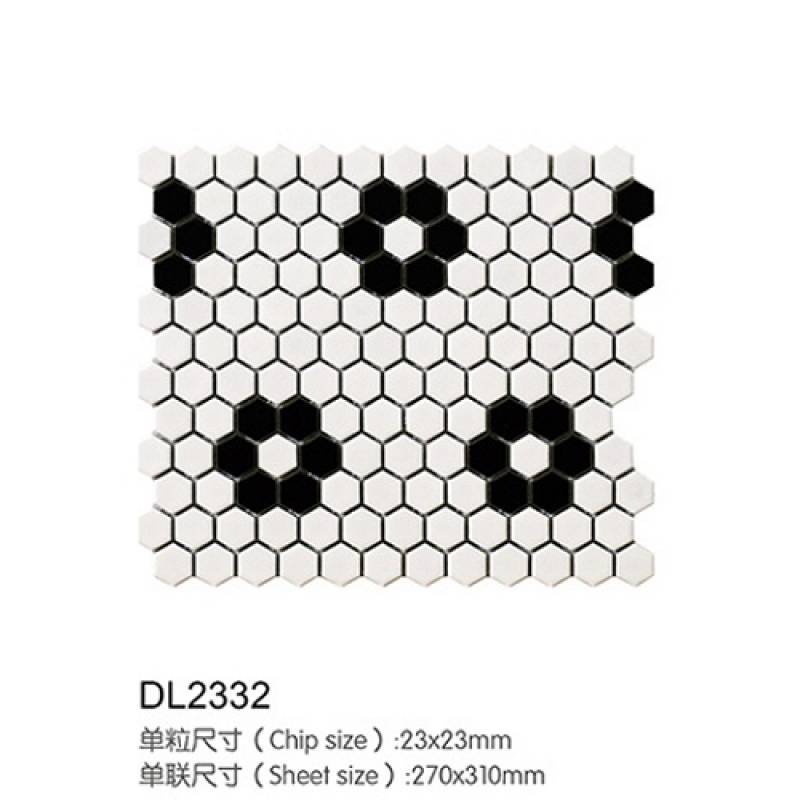 Gạch Mosaic Mẫu hoa Gốm Nhỏ Hình Lục Giác  lát sàn Phòng Tắm DL2332