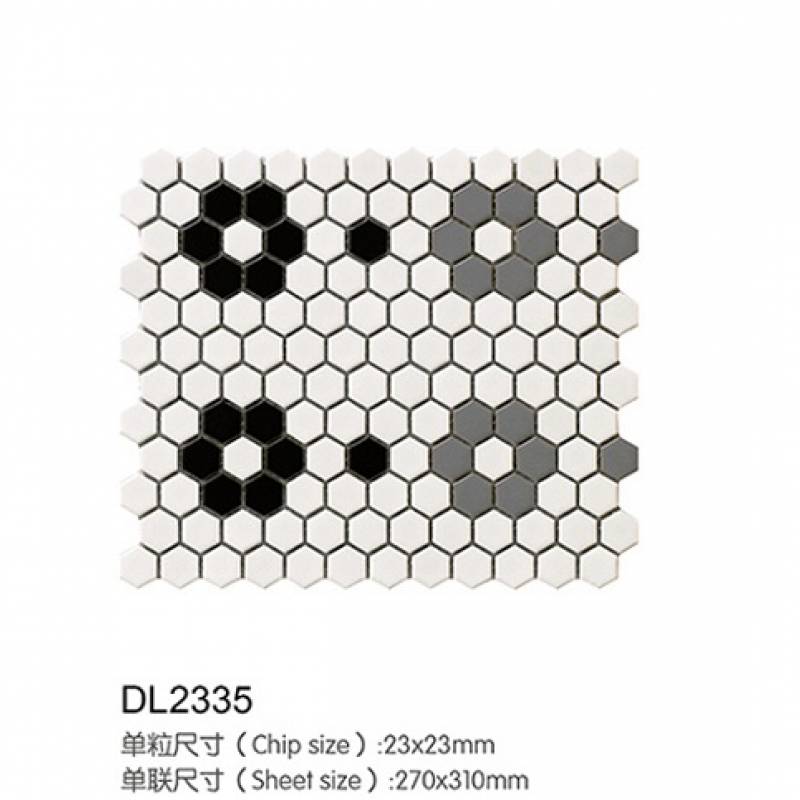Gạch Mosaic Mẫu hoa Gốm Nhỏ Hình Lục Giác  lát sàn Phòng Tắm DL2335