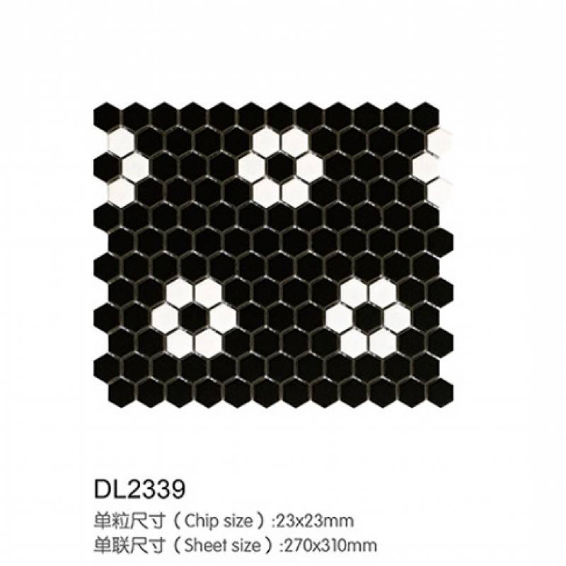 Gạch Mosaic Mẫu hoa Gốm Nhỏ Hình Lục Giác  lát sàn Phòng Tắm DL2339