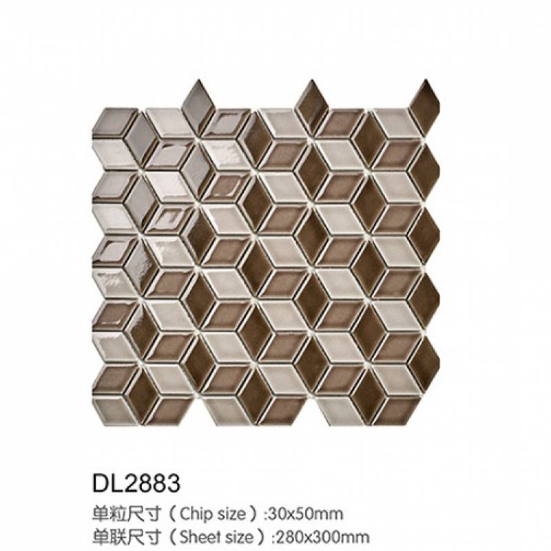 Gạch Mossaic Sứ Tráng Men 3D Kim Cương dành cho Sàn Và Tường DL2883