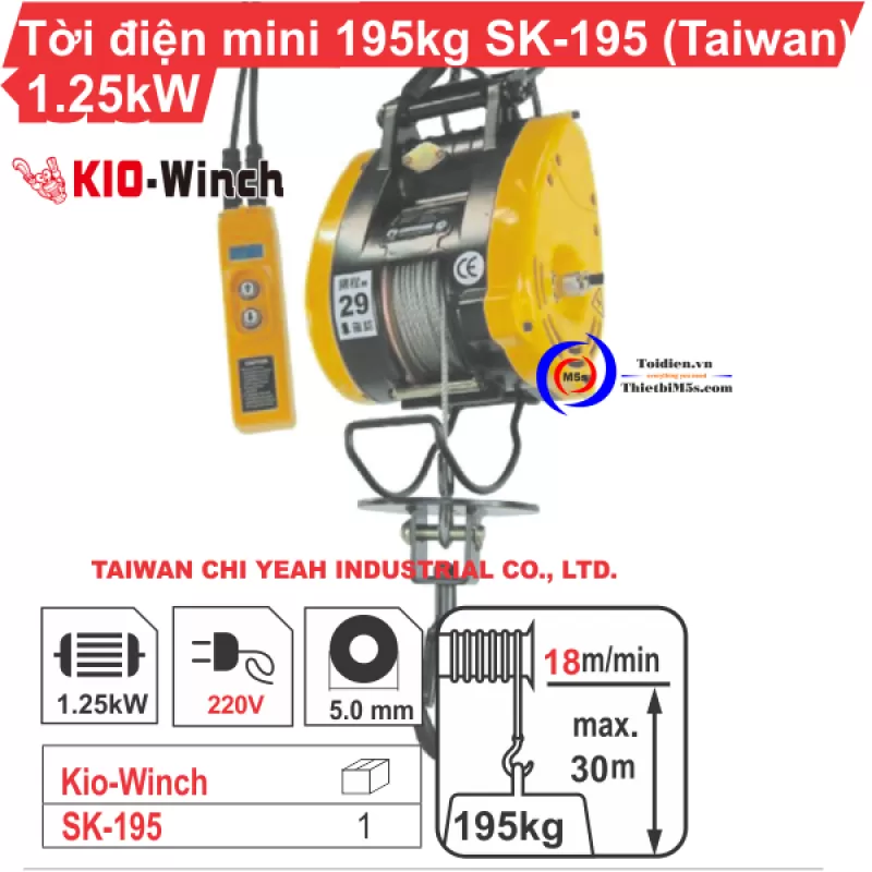 TỜI TREO MINI 195KG KIO WINCH SK-195