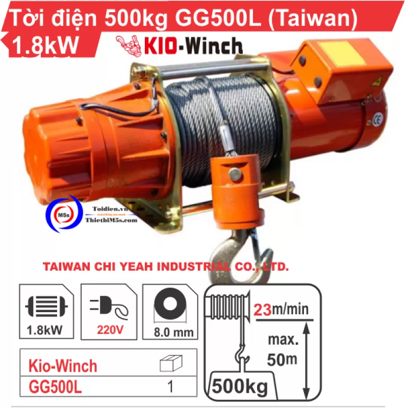 TỜI ĐIỆN 500KG KIO WINCH GG-500L