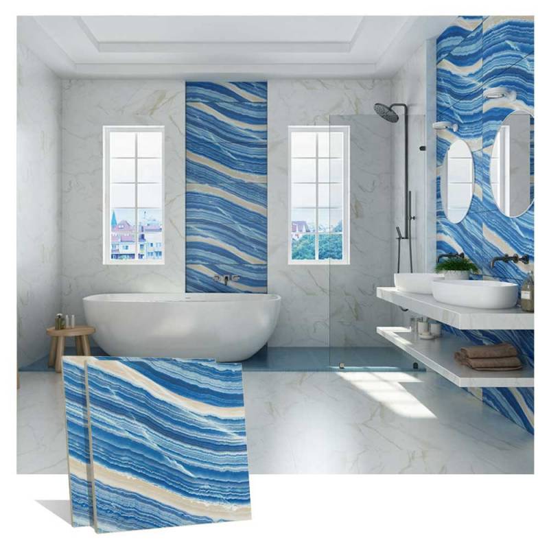 Gạch ốp lát trang trí màu xanh 800x800mm H3RG8005