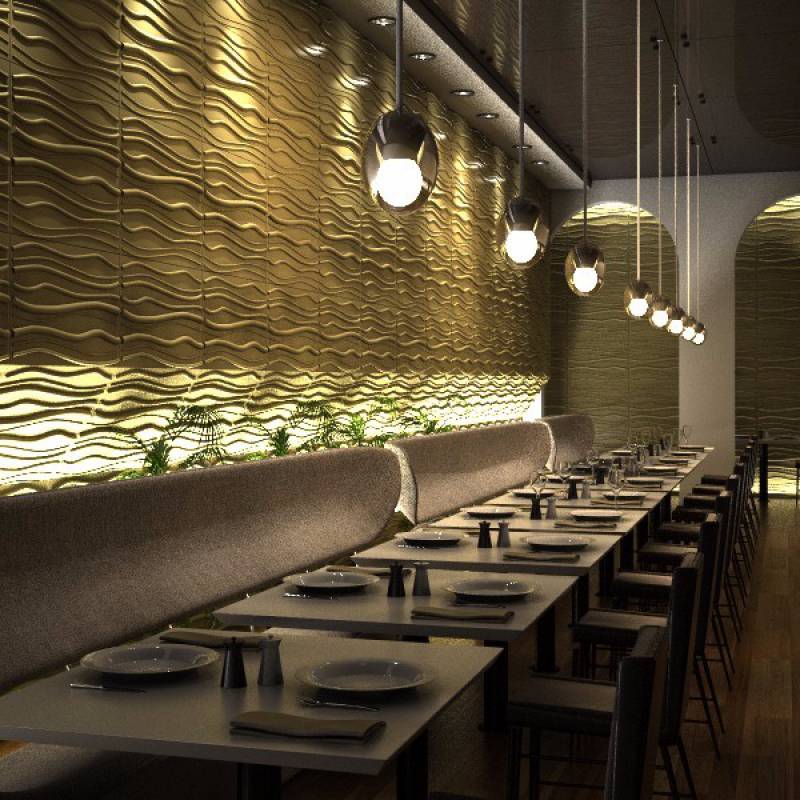 Gạch 3d ốp tường trang trí chống thấm màu đồng