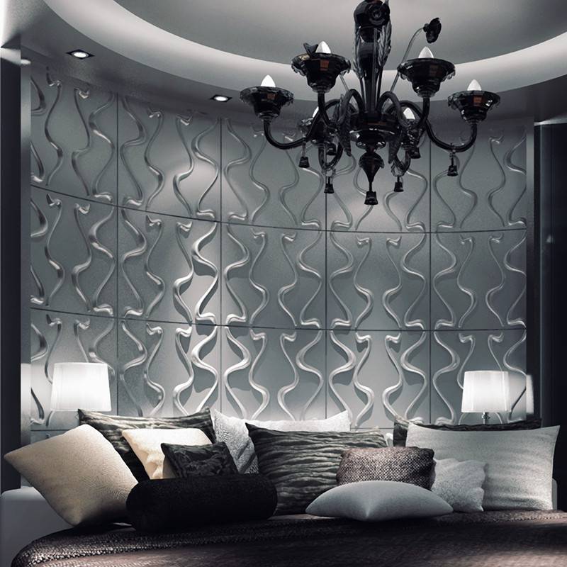 Gạch 3d ốp tường trang trí chống thấm 500x500mm màu xám