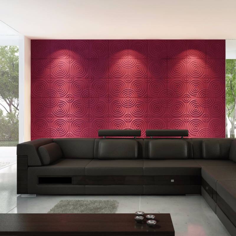 Gạch 3d ốp tường trang trí chống thấm 500x500mm màu đỏ