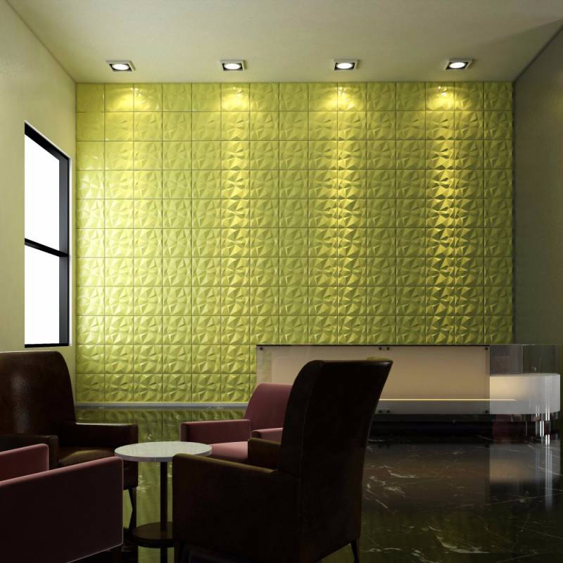 Gạch 3d ốp tường trang trí chống thấm màu vàng