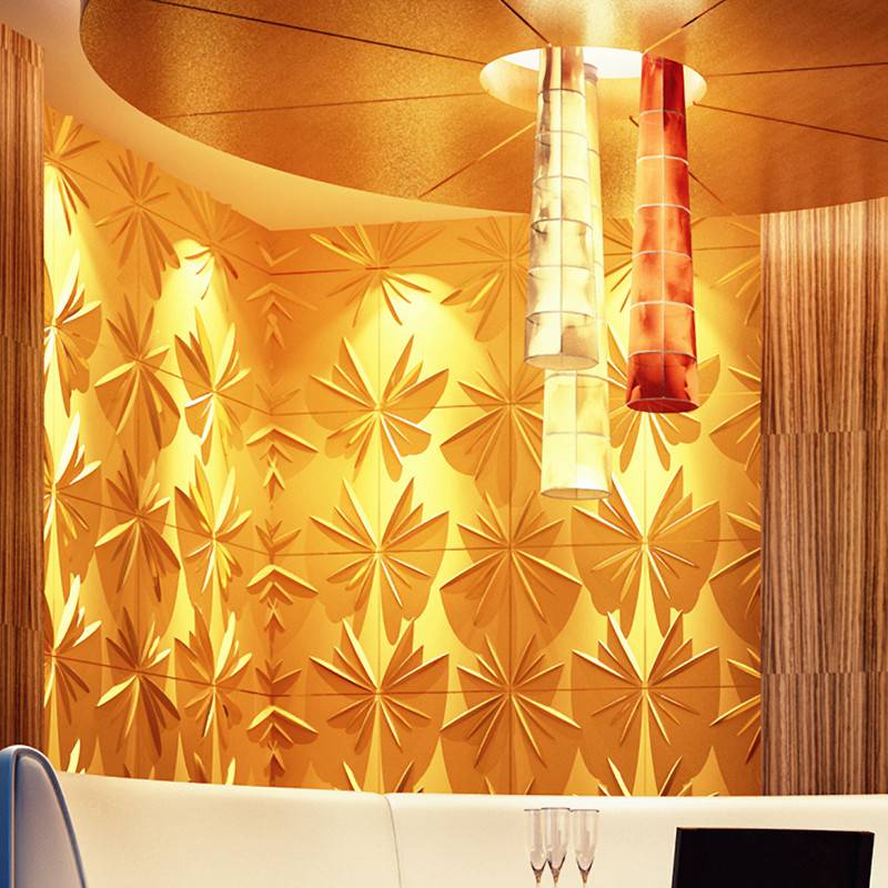 Gạch 3d ốp tường trang trí chống thấm màu vàng