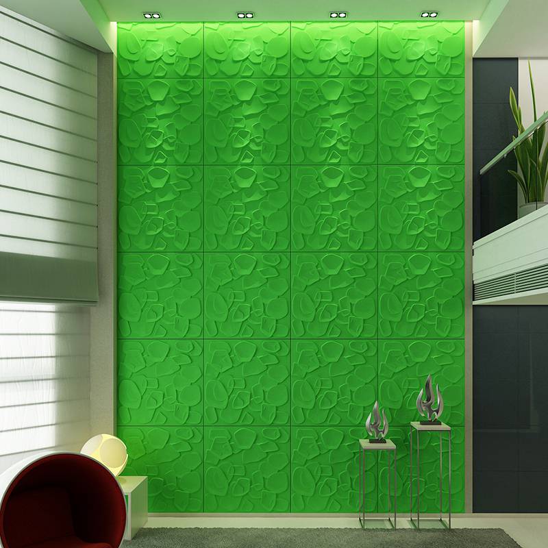 Gạch 3d ốp tường trang trí chống thấm màu xanh