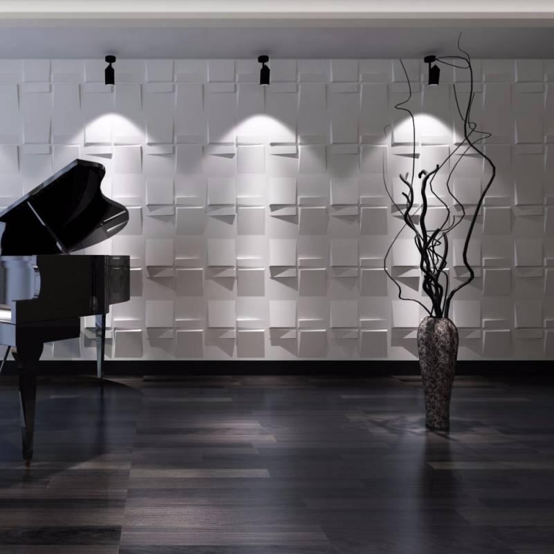 Gạch 3d ốp tường trang trí chống thấm màu trắng