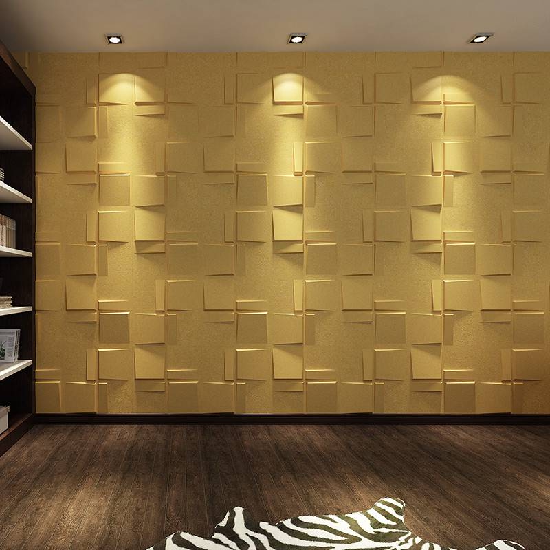 Gạch 3d ốp tường trang trí chống thấm màu vàng