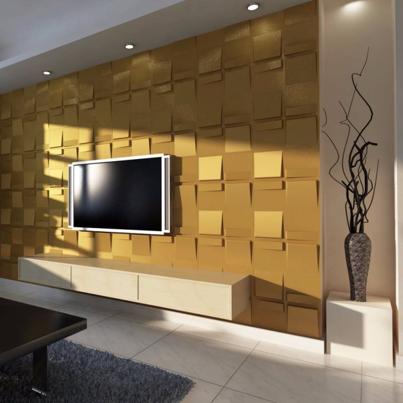 Gạch 3d ốp tường trang trí chống thấm màu đồng