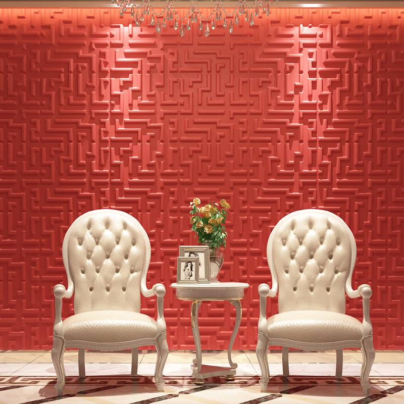 Gạch 3d ốp tường trang trí chống thấm màu đỏ