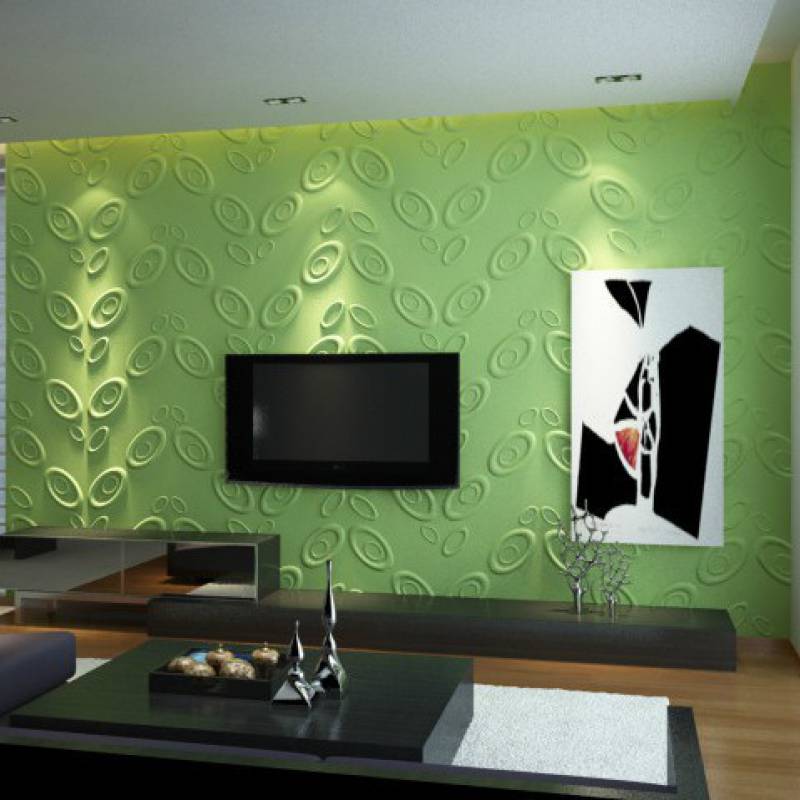 Gạch 3d ốp tường trang trí chống thấm màu xanh