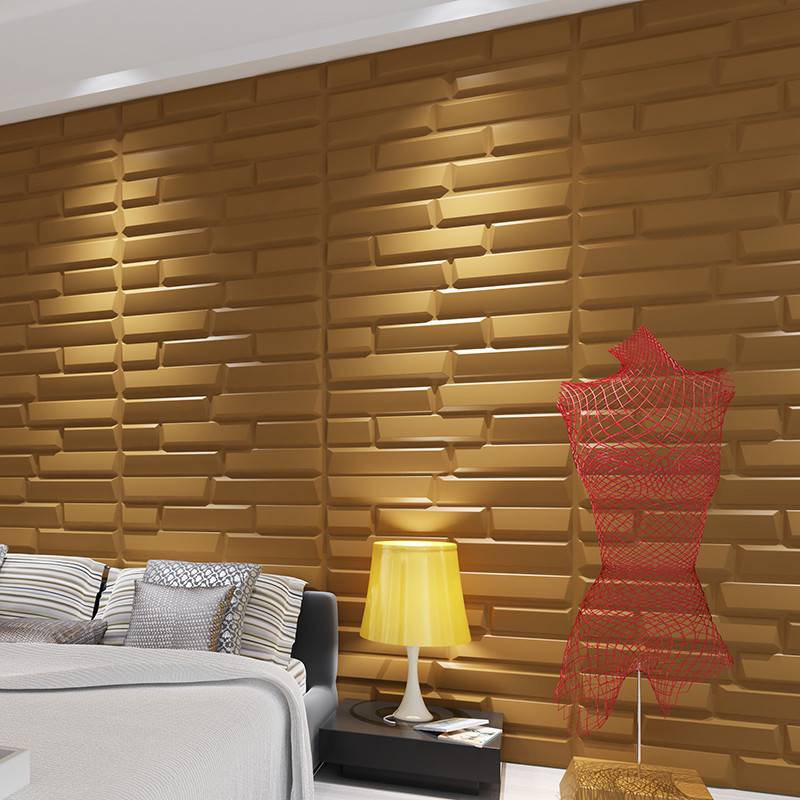 Gạch 3d ốp tường trang trí chống thấm màu vàng