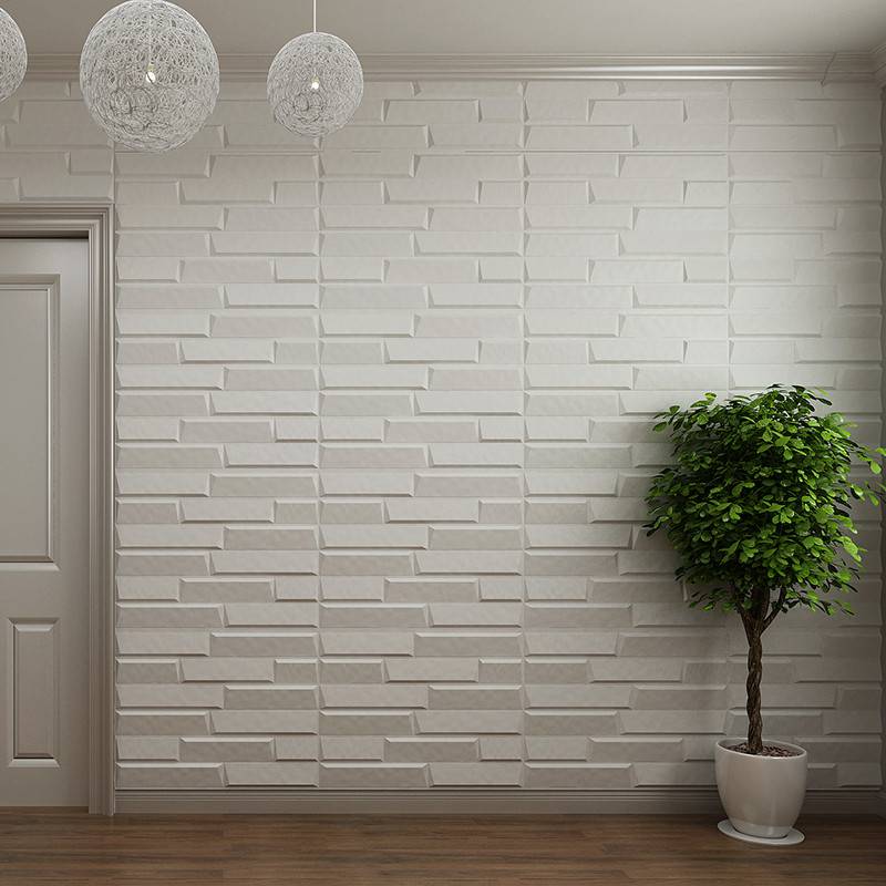 Gạch 3d ốp tường trang trí chống thấm màu trắng