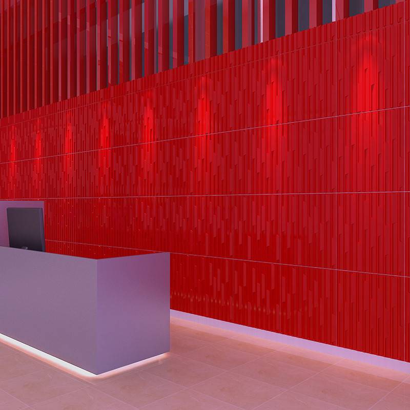 Gạch 3d ốp tường trang trí chống thấm màu đỏ